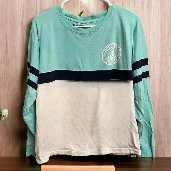 Cocoa Beach, Florida Raglan Long Sleeve Shirt Aqua White Size Large - Picture 13 of 13